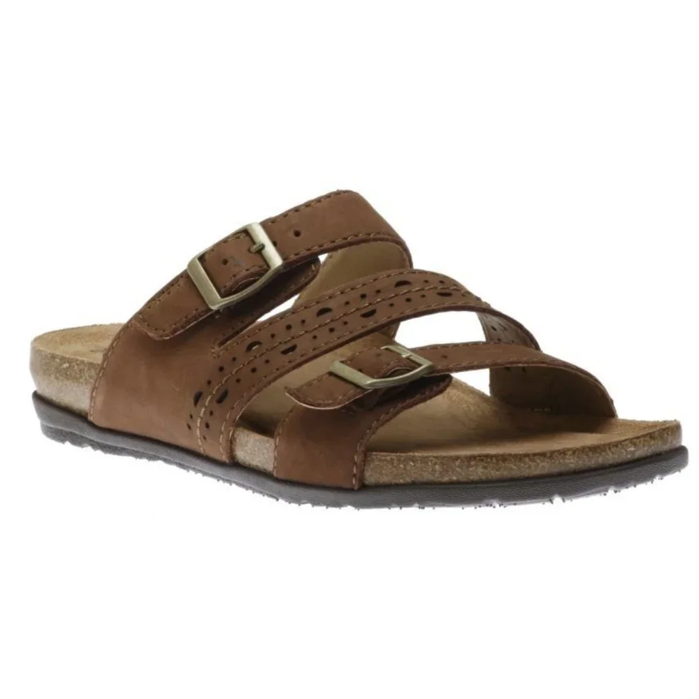 EARTH ORIGINS Orono Felix Brown Tan Leather Slides Buckle Sandals Size 10